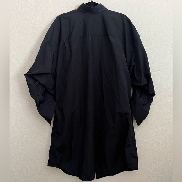 BALENCIAGA Logo-Embroidered Poplin Swing Dress button down$1,790 blk 36FR 4US - Picture 3 of 13